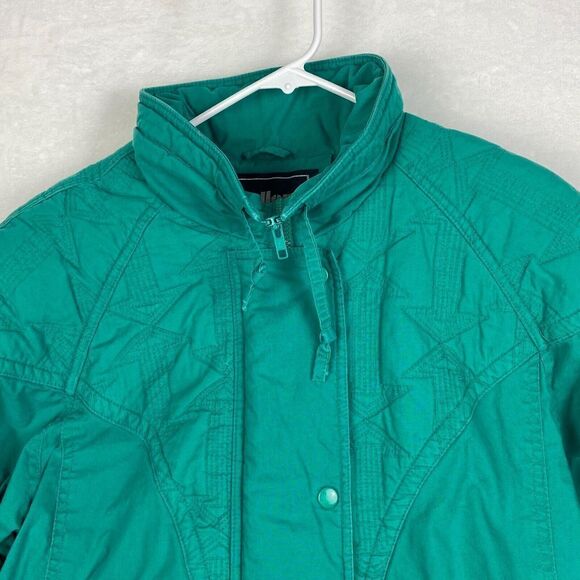 Vintage Gallery Retro Puffer Jacket Womens Extra Small Green Duck Down Feather - Picture 4 of 9